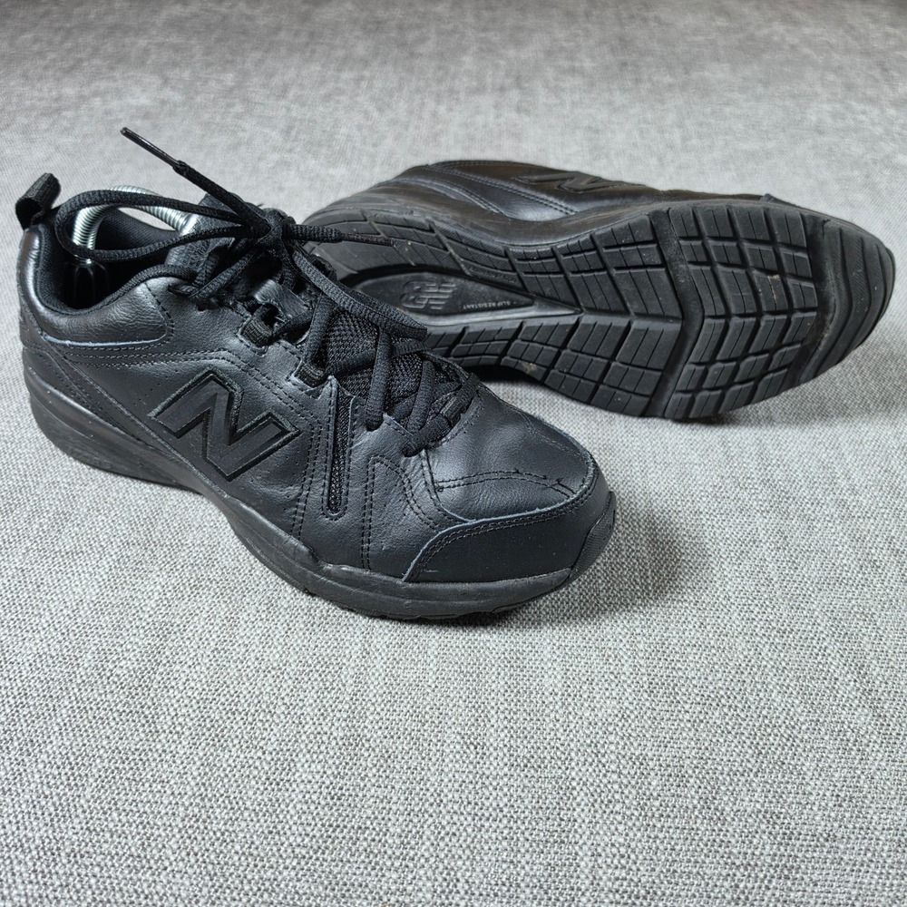 New Balance 608v5 MX608AB5 Mens 9.5 Black Leather Slip Resistant Training Shoes